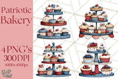 Patriotic Cake Stands Clipart, Dessert Tables Bakery Display Product Image 1