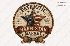 Patriotic Barn Star Market Vintage Americana Sign PNG Product Image 1