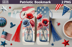 Patriotic Flowers Bookmark | 4th Of July Floral Bookmark Product Image 1