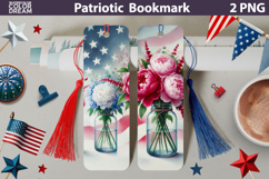 Patriotic Flowers Bookmark | 4th Of July Floral Bookmark Product Image 1