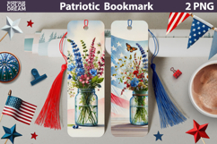 Patriotic Flowers Bookmark | 4th Of July Floral Bookmark Product Image 1
