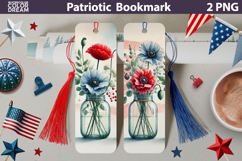 Patriotic Flowers Bookmark | 4th Of July Floral Bookmark Product Image 1