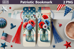 Patriotic Flowers Bookmark | 4th Of July Floral Bookmark Product Image 1