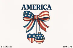 Patriotic Bow Sublimation Design | 4th of July PNG Product Image 1