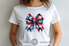Patriotic Coquette Bows, Coquette Flag Bow PNG Product Image 2