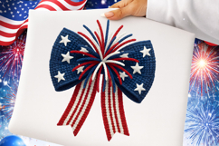 Patriotic Bow Coquette Red White Blue 4th of July Fireworks Product Image 1