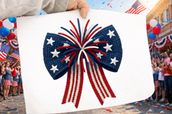 Patriotic Bow Coquette Red White Blue 4th of July Fireworks Product Image 2