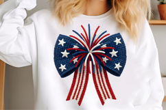 Patriotic Bow Coquette Red White Blue 4th of July Fireworks Product Image 3