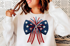 Patriotic Bow Coquette Red White Blue 4th of July Fireworks Product Image 5