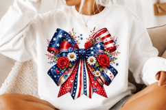 Patriotic Bow Sublimation PNG Product Image 2