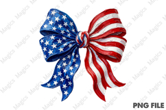 Patriotic Bow Sublimation PNG Product Image 1
