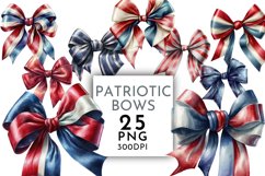 Patriotic Bows | Watercolour Clipart PNG Product Image 1