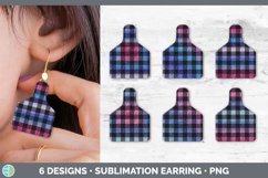 Bundle of six Patriotic Buffalo Plaid cow tag earrings sublimation designs