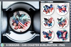 Bundle of six Watercolor USA  Butterflies Car Coaster designs.