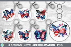 Bundle of six Watercolor USA  Butterflies Keychain designs.