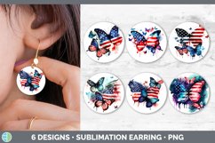 Bundle of six Watercolor USA  Butterflies Round Earrings designs.