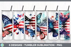 Bundle of six Watercolor USA  Butterflies Tumbler designs.