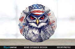 Patriotic Owl Bird Wind Spinner Sublimation PNG Design Product Image 1