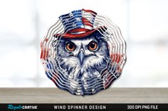 Patriotic Owl Bird Wind Spinner Sublimation PNG Design Product Image 1