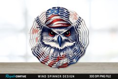 Patriotic Owl Bird Wind Spinner Sublimation PNG Design Product Image 1