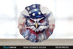 Patriotic Owl Bird Wind Spinner Sublimation PNG Design Product Image 1