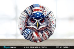 Patriotic Owl Bird Wind Spinner Sublimation PNG Design Product Image 1