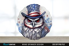 Patriotic Owl Bird Wind Spinner Sublimation PNG Design Product Image 1