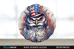 Patriotic Owl Bird Wind Spinner Sublimation PNG Design Product Image 1