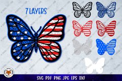 Patriotic Butterfly Paper Cut SVG, 3D USA Flag Butterfly Product Image 11