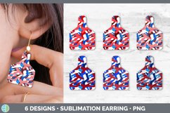Bundle of six Patriotic Camo cow tag earrings sublimation designs
