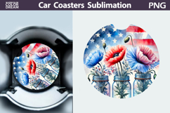 Patriotic Floral Car Coaster | Memorial Day Car Coaster Product Image 1