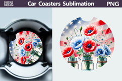 Patriotic Floral Car Coaster | Memorial Day Car Coaster Product Image 1