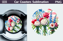 Patriotic Floral Car Coaster | Memorial Day Car Coaster Product Image 1