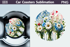 Patriotic Floral Car Coaster | Memorial Day Car Coaster Product Image 1