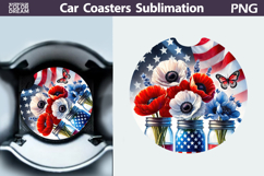 Patriotic Floral Car Coaster | Memorial Day Car Coaster Product Image 1