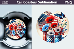 Patriotic Floral Car Coaster | Memorial Day Car Coaster Product Image 1