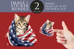 Patriotic Cat Sticker &amp; Clipart Watercolor PNG