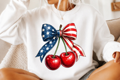 Patriotic Cherry Bow PNG Product Image 2
