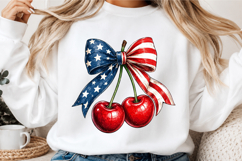 Patriotic Cherry Bow PNG Product Image 3