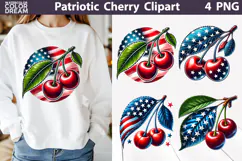 Cherry Patriotic Clipart | 4th Of July Sublimation Product Image 1