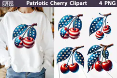 Cherry Patriotic Clipart | 4th Of July Sublimation Product Image 1
