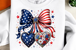 Patriotic Cherry Hearts Bow 4th Of July Design Product Image 1