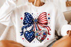 Patriotic Cherry Hearts Bow 4th Of July Design Product Image 2