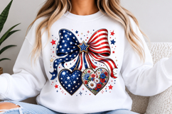 Patriotic Cherry Hearts Bow 4th Of July Design Product Image 3