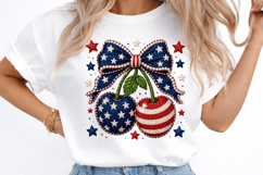 Patriotic Cherry PNG, Coquette Bow Cherries Sublimation Desi Product Image 3