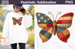 Patriotic Butterfly Patchwork Clipart | 4th Of July Sublimation Product Image 1