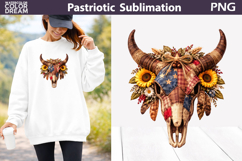 Patriotic Cow Skull Clipart | Western Sublimation Product Image 1