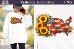 Patriotic USA Map Sunflowers | Patchwork Sublimation Product Image 1