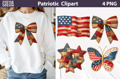 Patriotic Patchwork Clipart | Bow Flag Star Butterfly Product Image 1