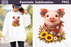 Patriotic Pig Sunflower | Farm Animal Sublimation Product Image 1
